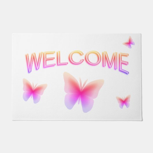 Mooie Roze Vlinder Welkom Deurmat (Voorkant)