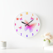 Mooie Roze Vlinderprint op Roze Grote Klok (Huis)