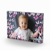 Mooie Roze Vlinders Aangepaste Naam Fotoblokken (Rechts)