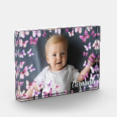 Mooie Roze Vlinders Aangepaste Naam Fotoblokken (Links)