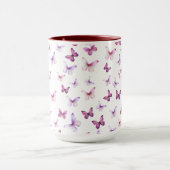 Mooie Roze Vlinders Aangepaste Naam Gekleurde Hand Mok (Midden)