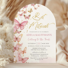 Mooie Roze Vlinders Bat Mitzvah 13e Verjaardag Boo Kaart