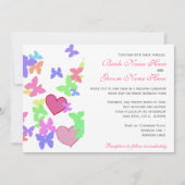 mooie roze vlinders en harten bruiloft kaart (Voorkant)