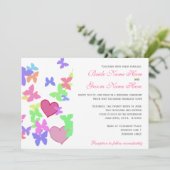 mooie roze vlinders en harten bruiloft kaart (Staand voorkant)