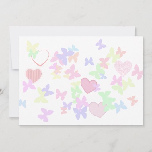 mooie roze vlinders en harten bruiloft kaart (Achterkant)