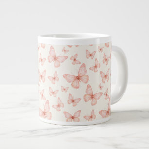 Mooie roze vlinders grote koffiekop