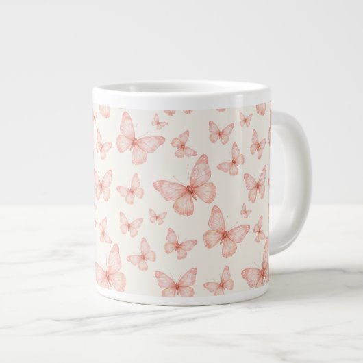 Mooie roze vlinders grote koffiekop (Voorkant rechts)