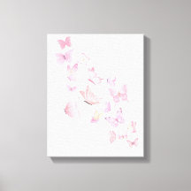 Mooie Roze Vlinders - Ingepakte Canvas