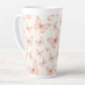 Mooie roze vlinders latte mok (Linkerhoek)