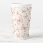 Mooie roze vlinders latte mok (Voorkant)