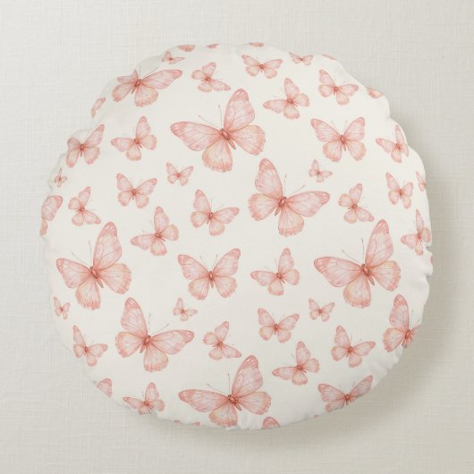 Mooie roze vlinders rond kussen (Voorkant)