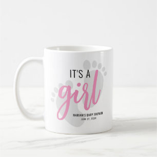 Mooie Roze Voetafdrukken Het is een Meisje Baby Sh Koffiemok