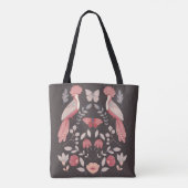 Mooie roze volkskunst pauw bloemig tote bag (Achterkant)
