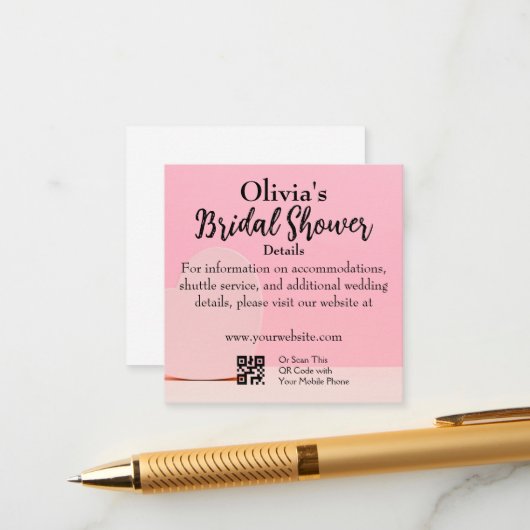 Mooie roze Vrijgezellenfeest Details Informatiekaartje (Voorkant / Achterkant in situ)