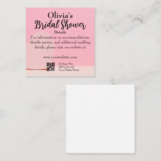 Mooie roze Vrijgezellenfeest Details Informatiekaartje (Voorkant / Achterkant)