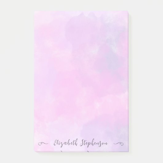 Mooie roze vrouwelijke waterverf aangepaste naam post-it® notes (Voorkant)
