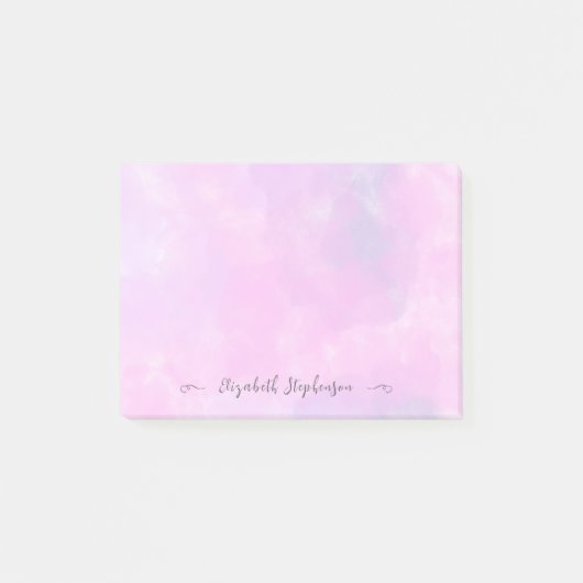 Mooie roze vrouwelijke waterverf aangepaste naam s post-it® notes (Voorkant)