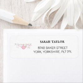 Mooie Roze Wasknijper Baby Shower Retouradres  Etiket