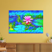 Mooie Roze Waterlelie Lotus in Vijver Canvas Afdruk (Insitu (Woonkamer))