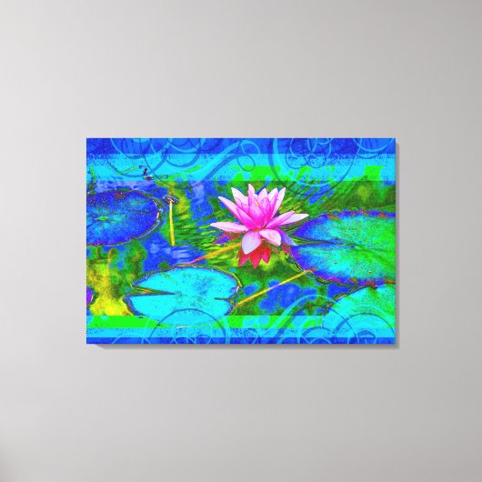 Mooie Roze Waterlelie Lotus in Vijver Canvas Afdruk (Voorkant)