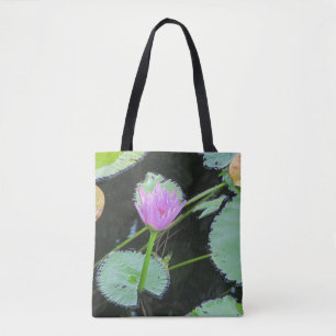 Mooie roze waterLily Flower Bloom Lily Pad Tote Bag