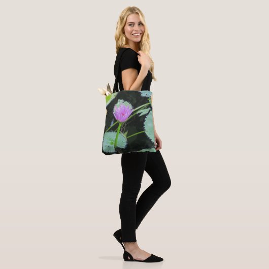 Mooie roze waterLily Flower Bloom Lily Pad Tote Bag (Op model)