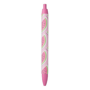 Mooie Roze Watermeloen Patroon Zwarte Inkt Pen