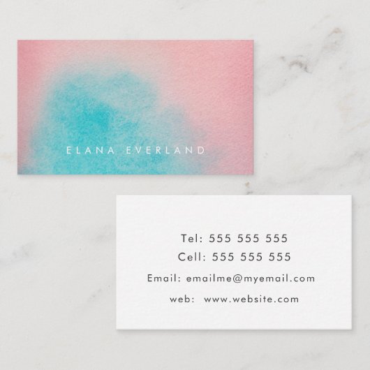 Mooie roze waterverf afsprakenkaartje (Voorkant / Achterkant)