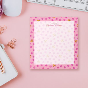 Mooie roze waterverf bij & bloemmotief Naam Notitieblok
