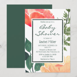Mooie Roze Waterverf Bloemachtige Baby Shower Kaart