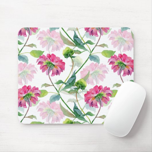Mooie roze Waterverf bloemen illustratie Muismat (Met muis)