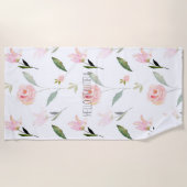 Mooie Roze Waterverf Bloemen Strandlaken (Voorkant)