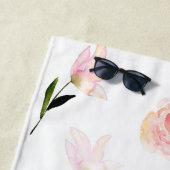 Mooie Roze Waterverf Bloemen Strandlaken (In situ)