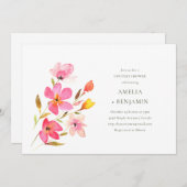 Mooie roze Waterverf bloemenkopjes douche Kaart (Voorkant / Achterkant)