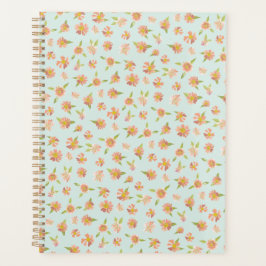 Mooie Roze Waterverf Bloemenpatroon Mint Planner