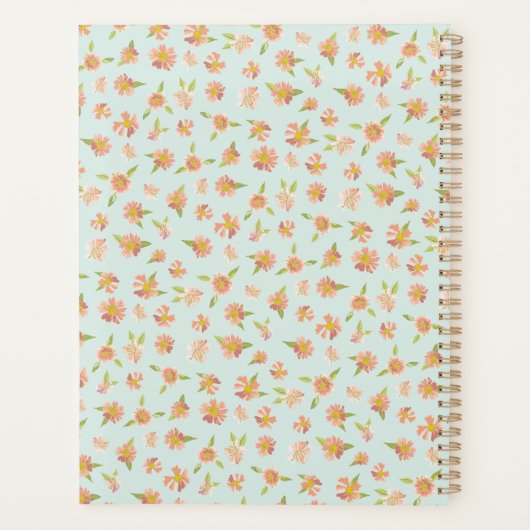 Mooie Roze Waterverf Bloemenpatroon Mint Planner (Achterkant)