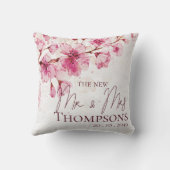 Mooie Roze Waterverf Bloemige Nieuwe Mijnheer Mevr Kussen (Achterkant)