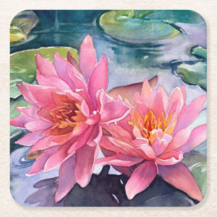 Mooie roze Waterverf drijft fijne kunst Kartonnen Onderzetters