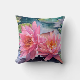 Mooie roze Waterverf drijft fijne kunst Kussen