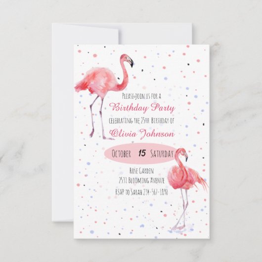 Mooie roze Waterverf Flamingo Kaart (Voorkant)