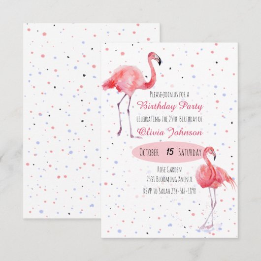 Mooie roze Waterverf Flamingo Kaart (Voorkant / Achterkant)