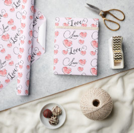 Mooie roze waterverf hart met Love tekst Cadeaupapier