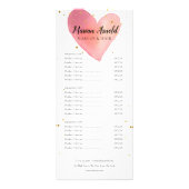 Mooie Roze Waterverf Hart Salon Service Menu (Voorkant)