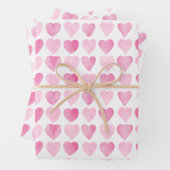 Mooie Roze Waterverf Harten Inpakpapier Vel (In situ)