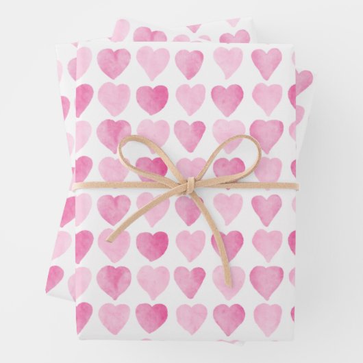 Mooie Roze Waterverf Harten Inpakpapier Vel (In situ)