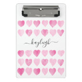 Mooie Roze Waterverf Harten Mini Klembord (Voorkant)