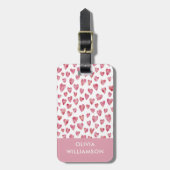 Mooie roze waterverf hartpatroon bagagelabel (Voorkant verticaal)