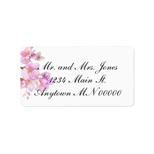 Mooie roze waterverf kersenbloesem bloesem etiket (Voorkant)