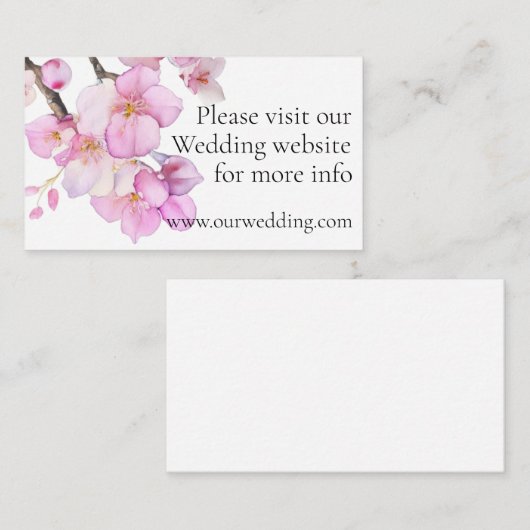 Mooie roze waterverf kersenbloesems bruiloft informatiekaartje (Voorkant / Achterkant)