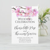 Mooie roze waterverf kersenbloesems bruiloft kaart (Staand voorkant)